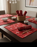 Polyster Fabric Set of 6 Table Placemats - Kollam Dot Rangoli