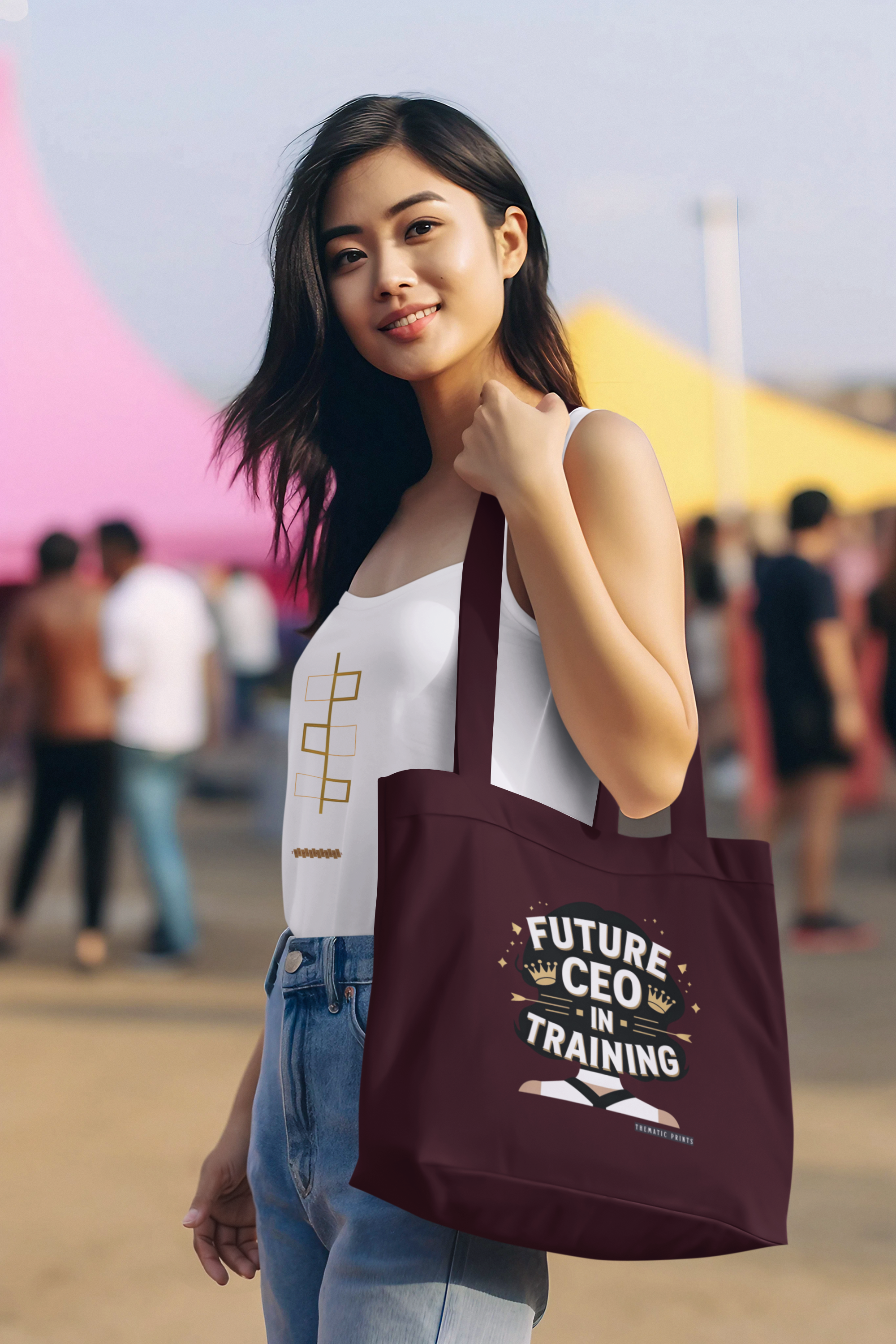 Canvas Eco-friendly Zipper Tote Bag for Collect Girls - Campus Casual Collection - Future CEO in Training