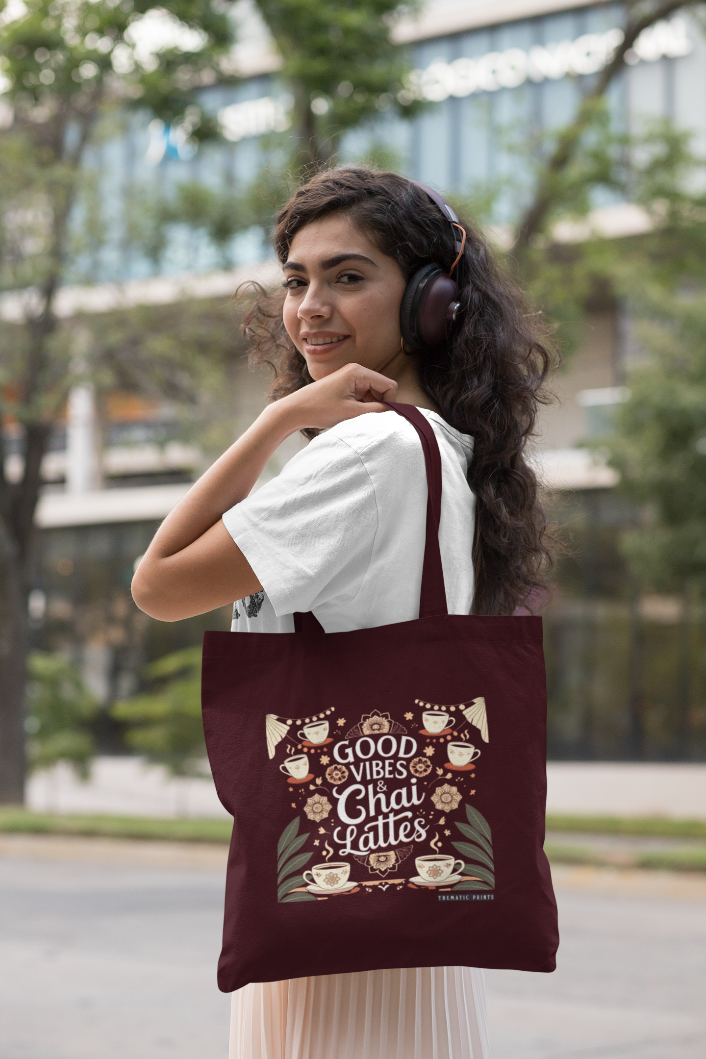 Canvas Eco-friendly Zipper Tote Bag for Collect Girls - Campus Casual Collection - Good Vibes and Chai Lattes