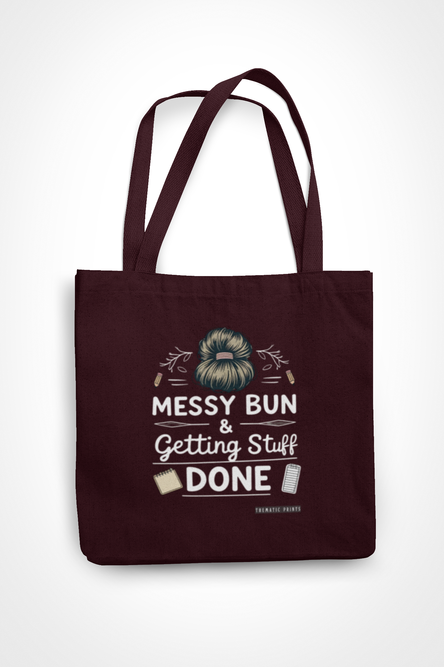 Canvas Eco-friendly Zipper Tote Bag for Collect Girls - Campus Casual Collection - Messy Bun and Getting Stuff Done