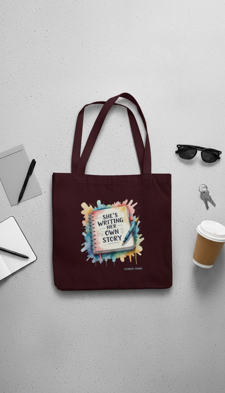 Canvas Tote Bag with Zipper | Women's Day Gifting | She is Writing Her Own Story