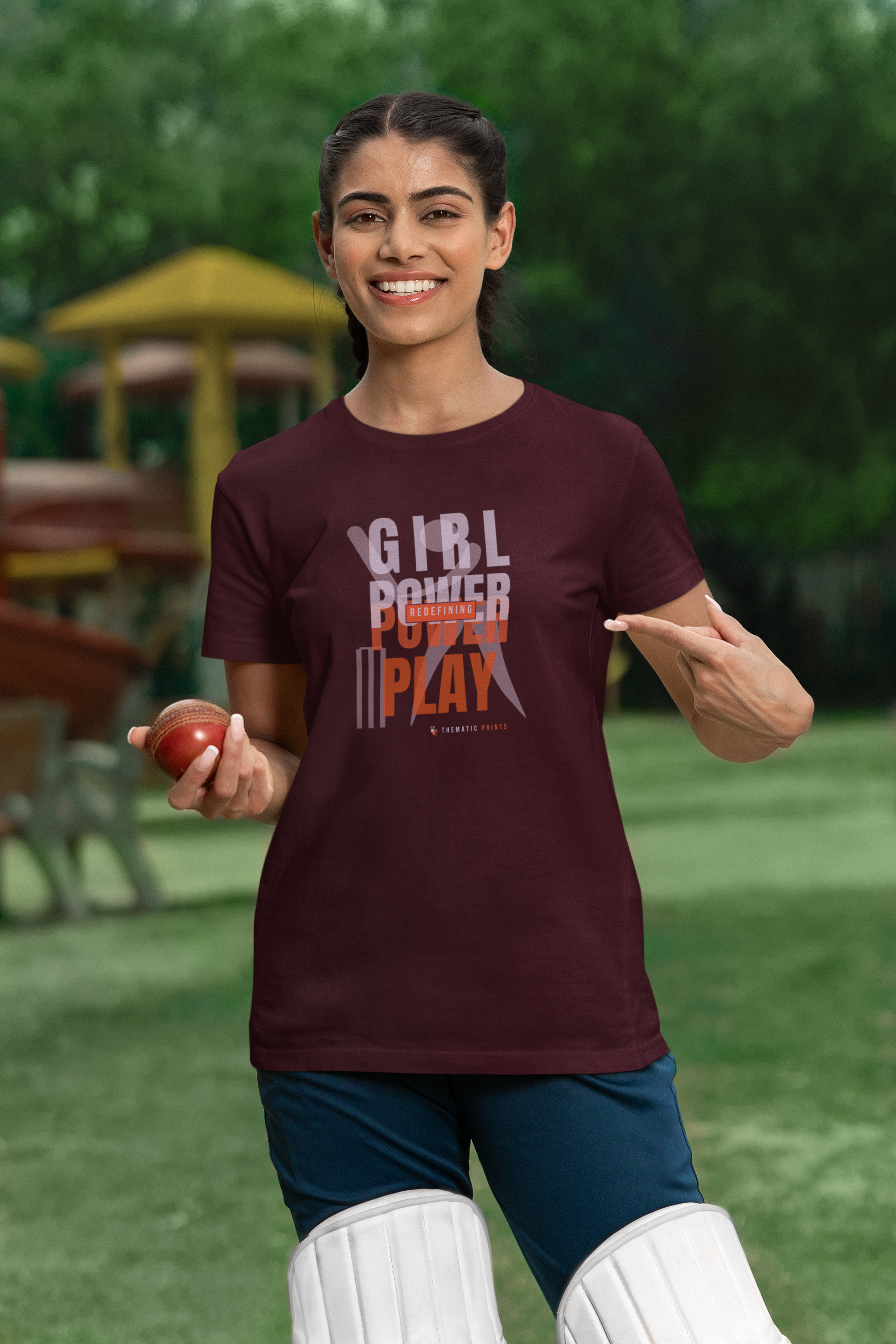 Girl Power Play Women's Cricket Typography T-Shirt