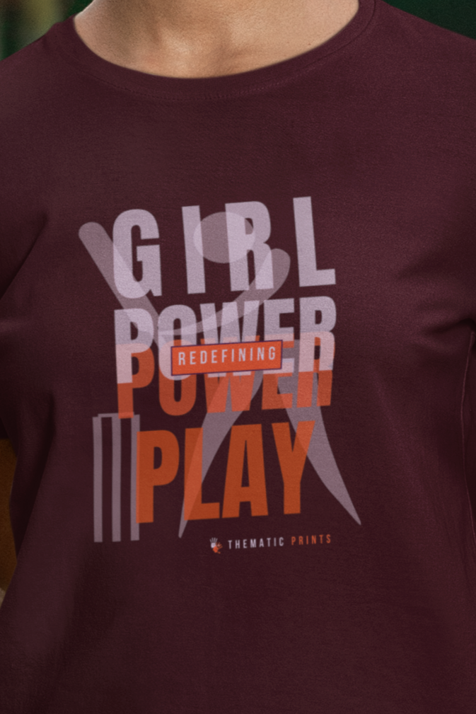 Girl Power Play Women's Cricket Typography T-Shirt