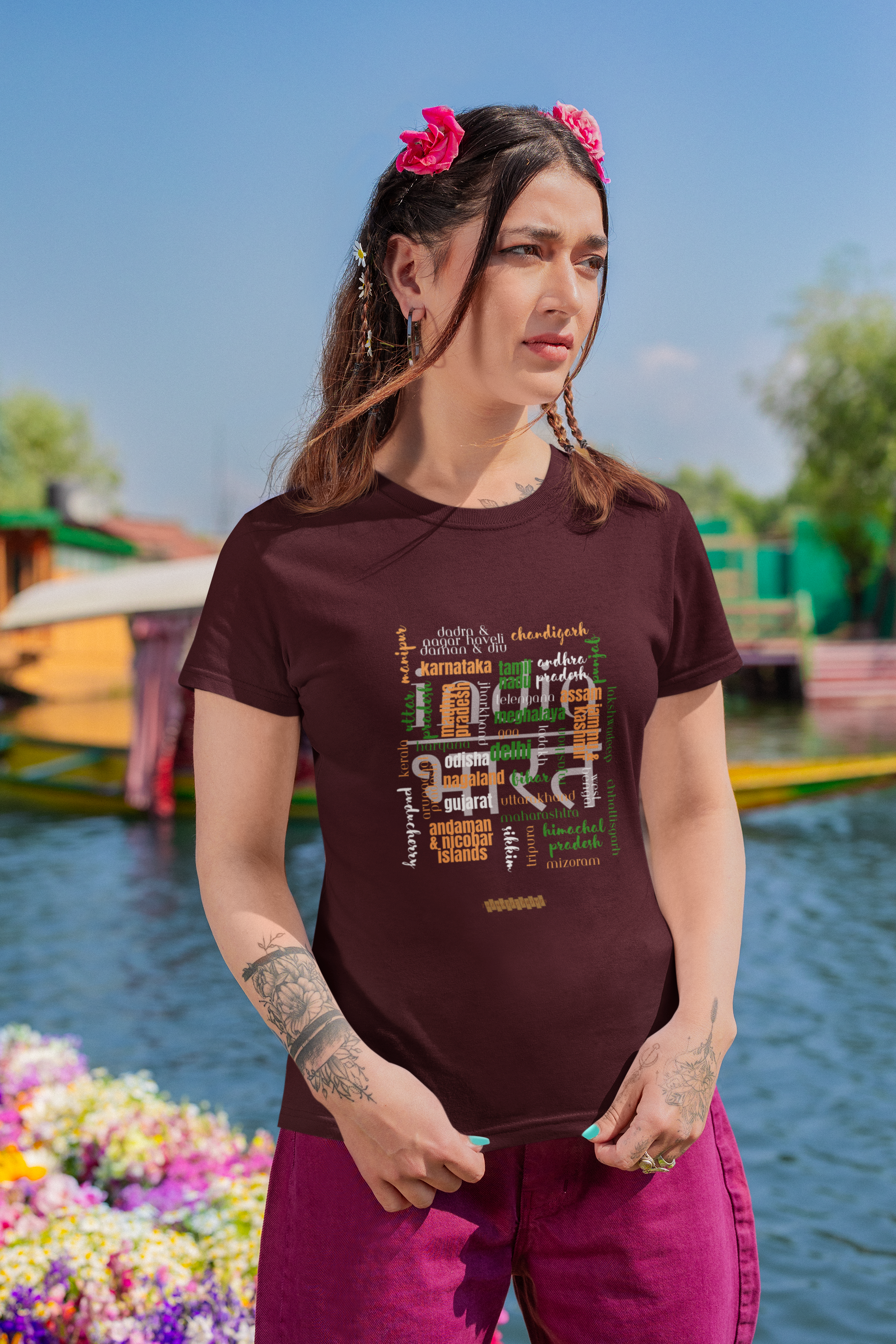 Celebrate India's Unity in Diversity Women's T-Shirt - All Indian States Typography Design