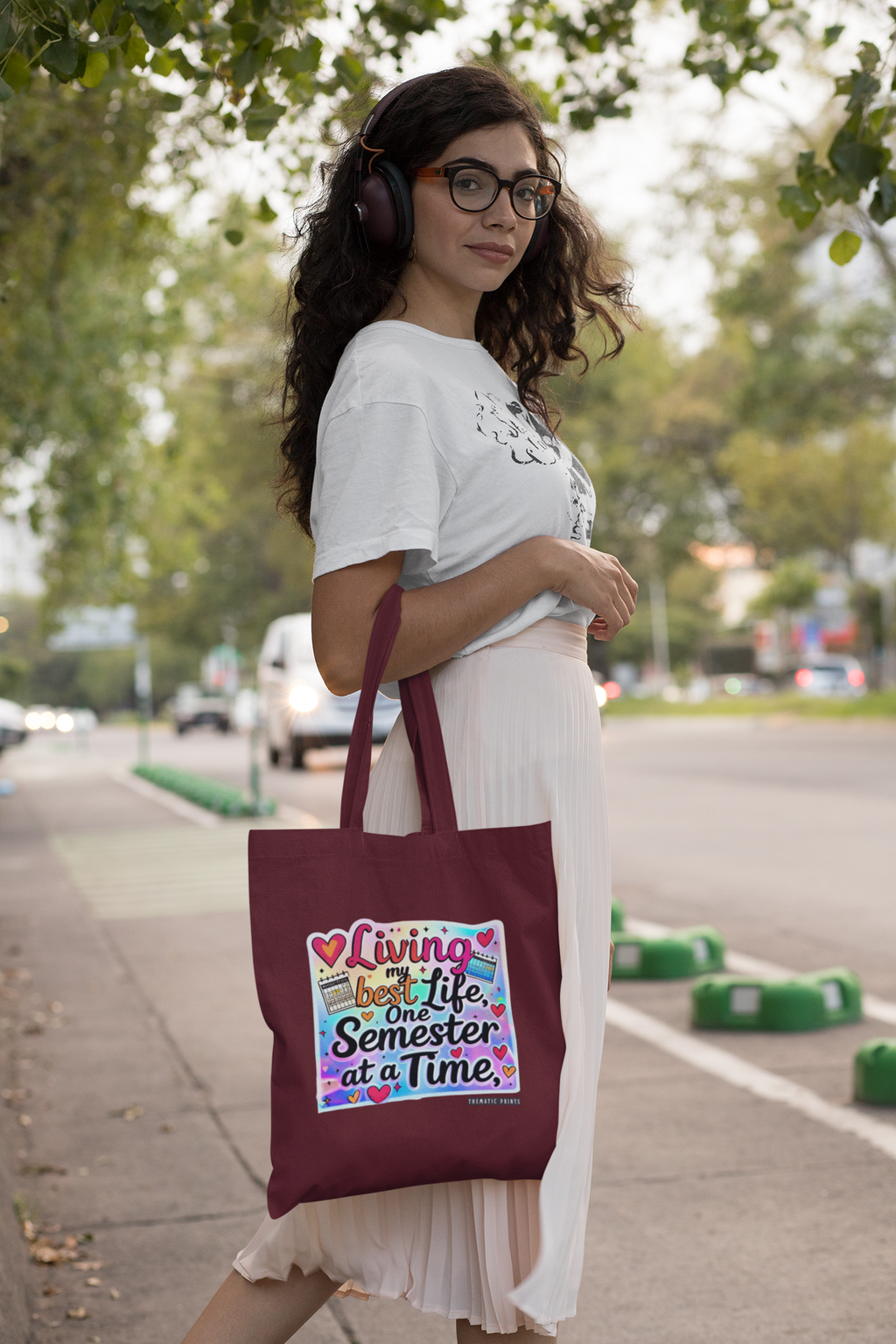 Unisex Eco-friendly Canvas Tote Bag with Zipper | Living My Best Life, One Semester at a Time