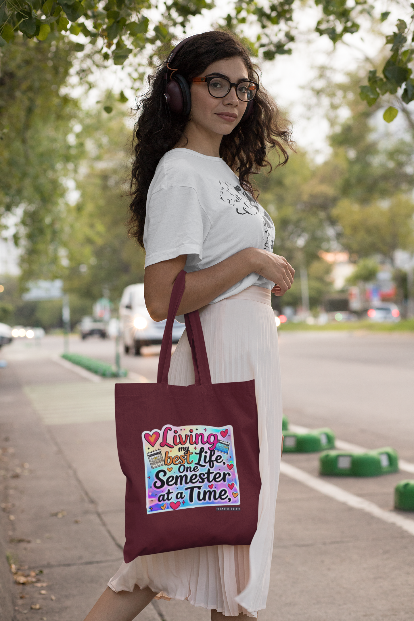 Unisex Eco-friendly Canvas Tote Bag with Zipper | Living My Best Life, One Semester at a Time