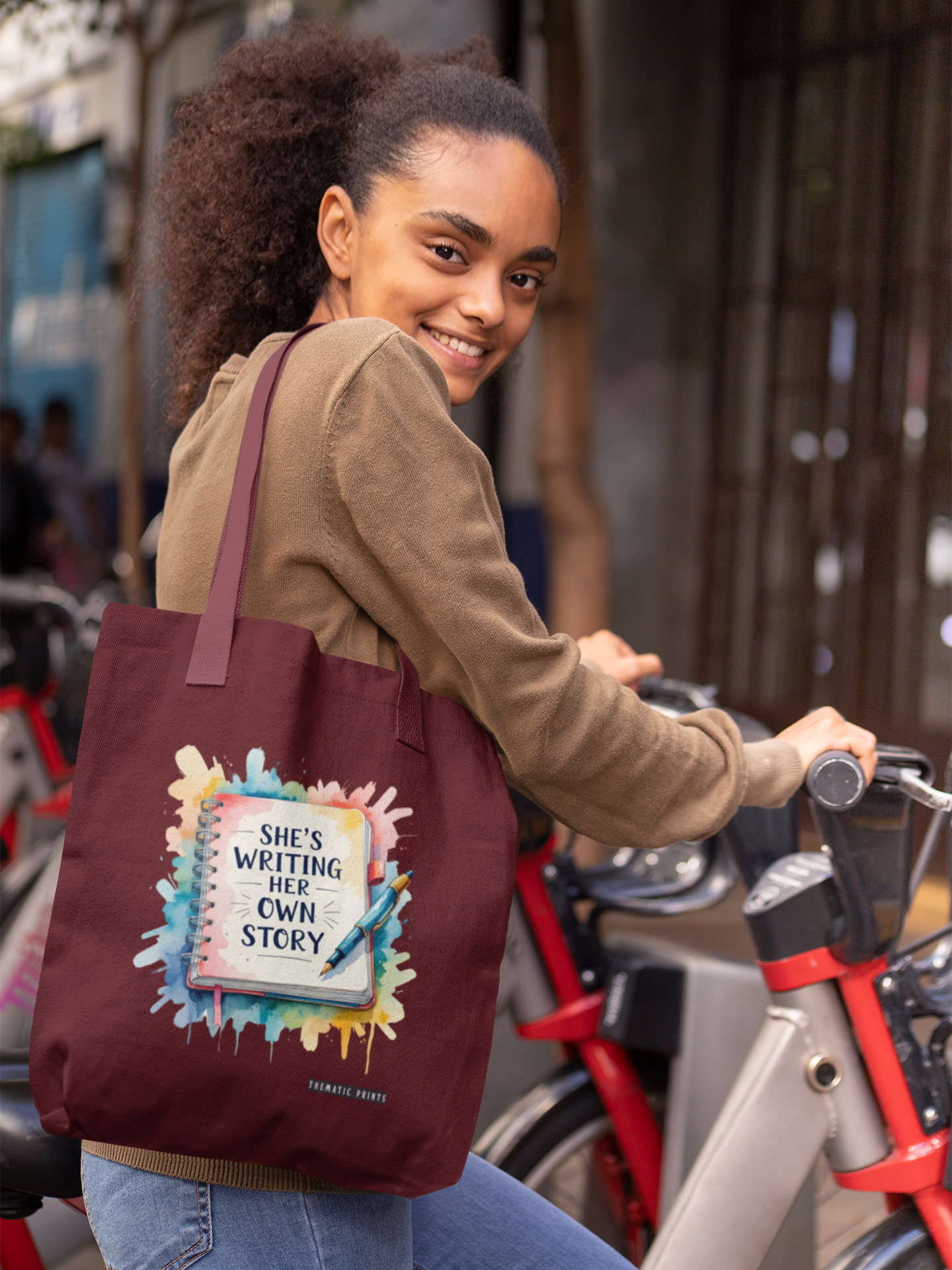 Canvas Tote Bag with Zipper | Women's Day Gifting | She is Writing Her Own Story