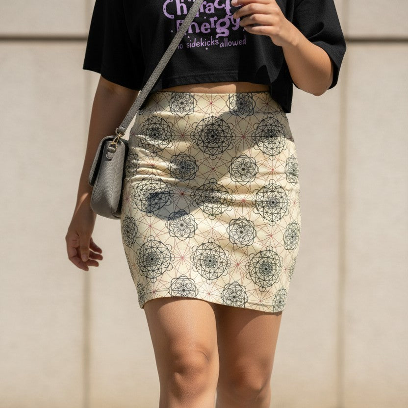 Women's Bodycon Spandex Printed Mini Skirt - Connection