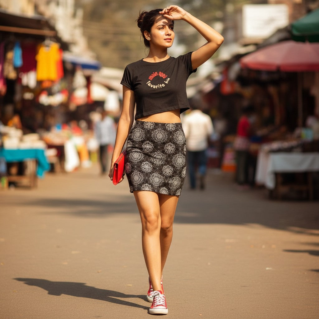 Women's Bodycon Spandex Printed Mini Skirt - Connection