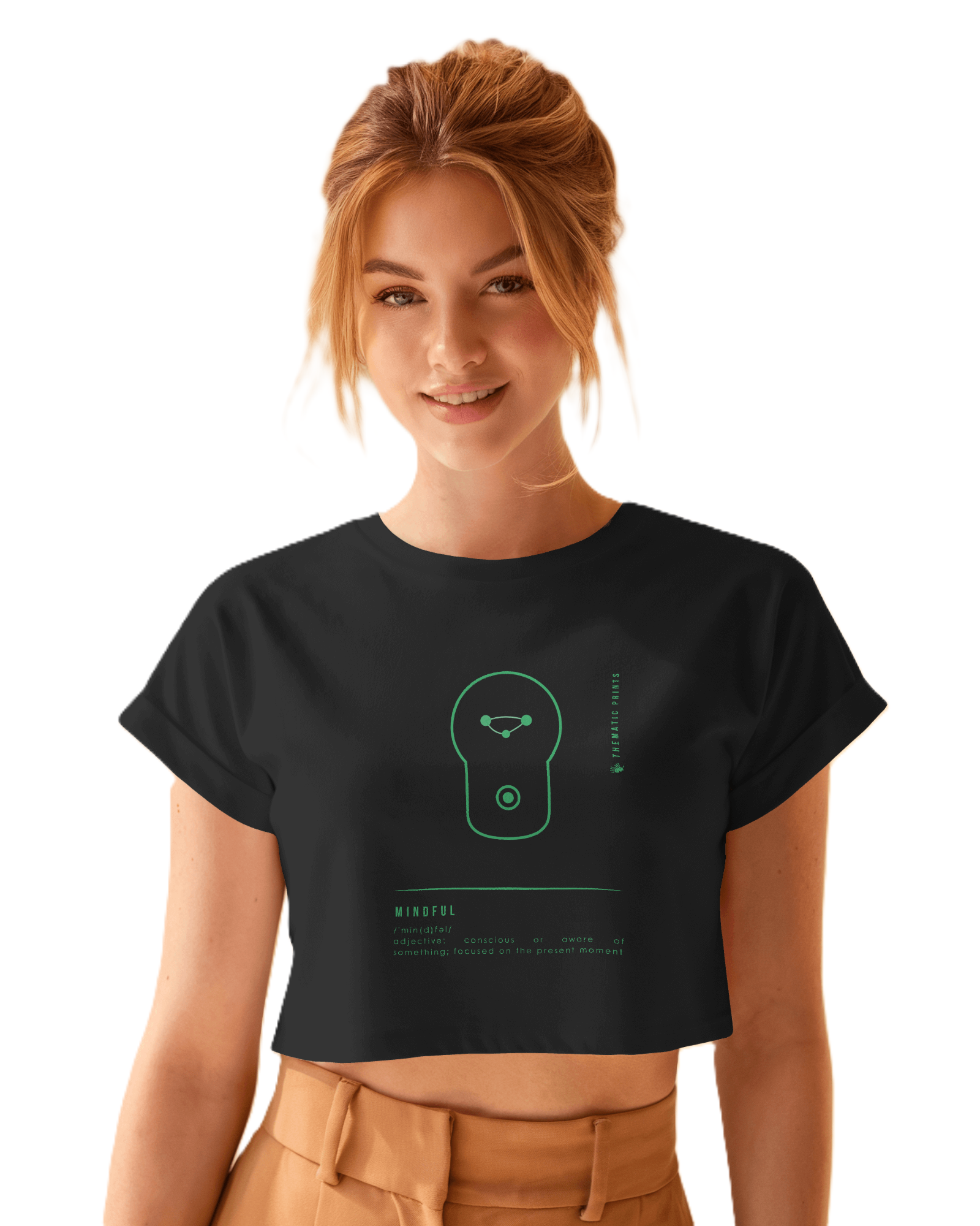Women's Cotton Crop Tops - Mindful Meanings Collection - Thematic Prints
