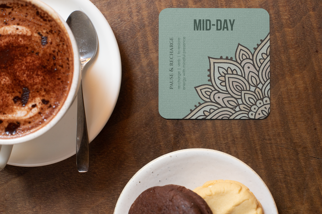 Set of 4 Square Coasters | Mindful Meanings Collection | MDF with Glossy Finish