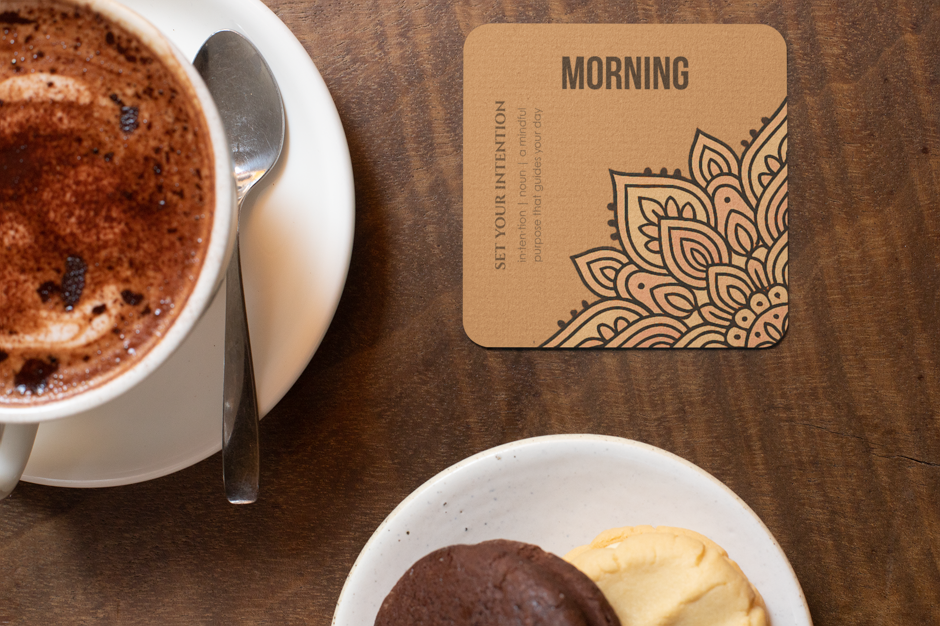 Set of 4 Square Coasters | Mindful Meanings Collection | MDF with Glossy Finish