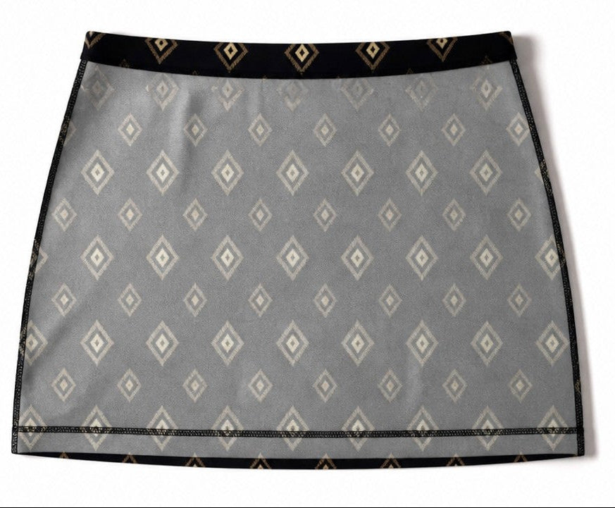 Women's Bodycon Poly Spandex Printed Mini Skirt - Ikkat Motifs