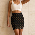 Women's Bodycon Poly Spandex Printed Mini Skirt - Ikkat Motifs