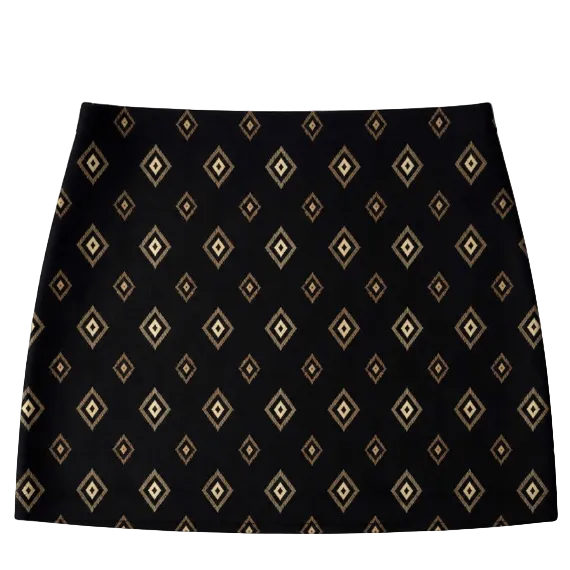 Women's Bodycon Poly Spandex Printed Mini Skirt - Ikkat Motifs