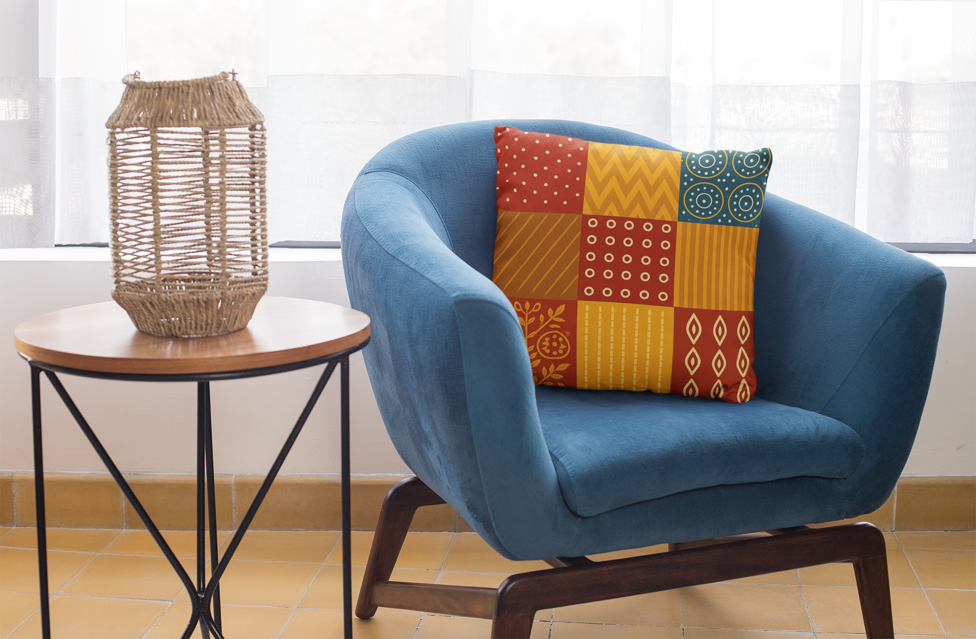 Set of 2 Traditional Artform Cushion Cover - Textile Collage