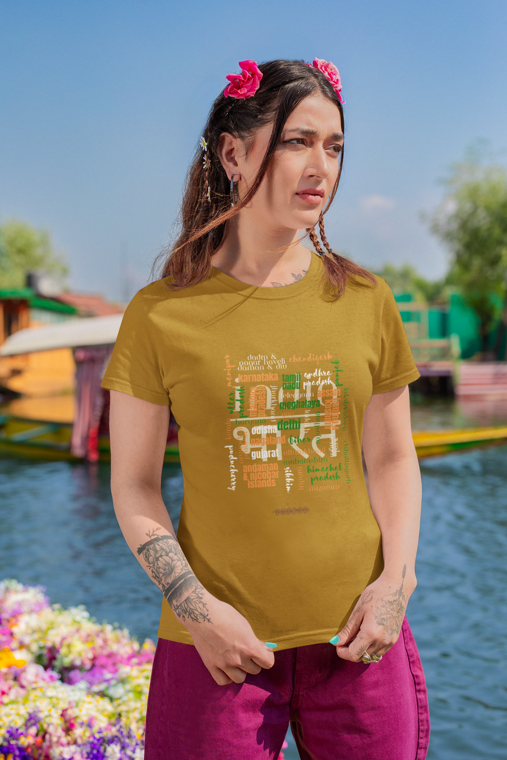 Celebrate India's Unity in Diversity Women's T-Shirt - All Indian States Typography Design