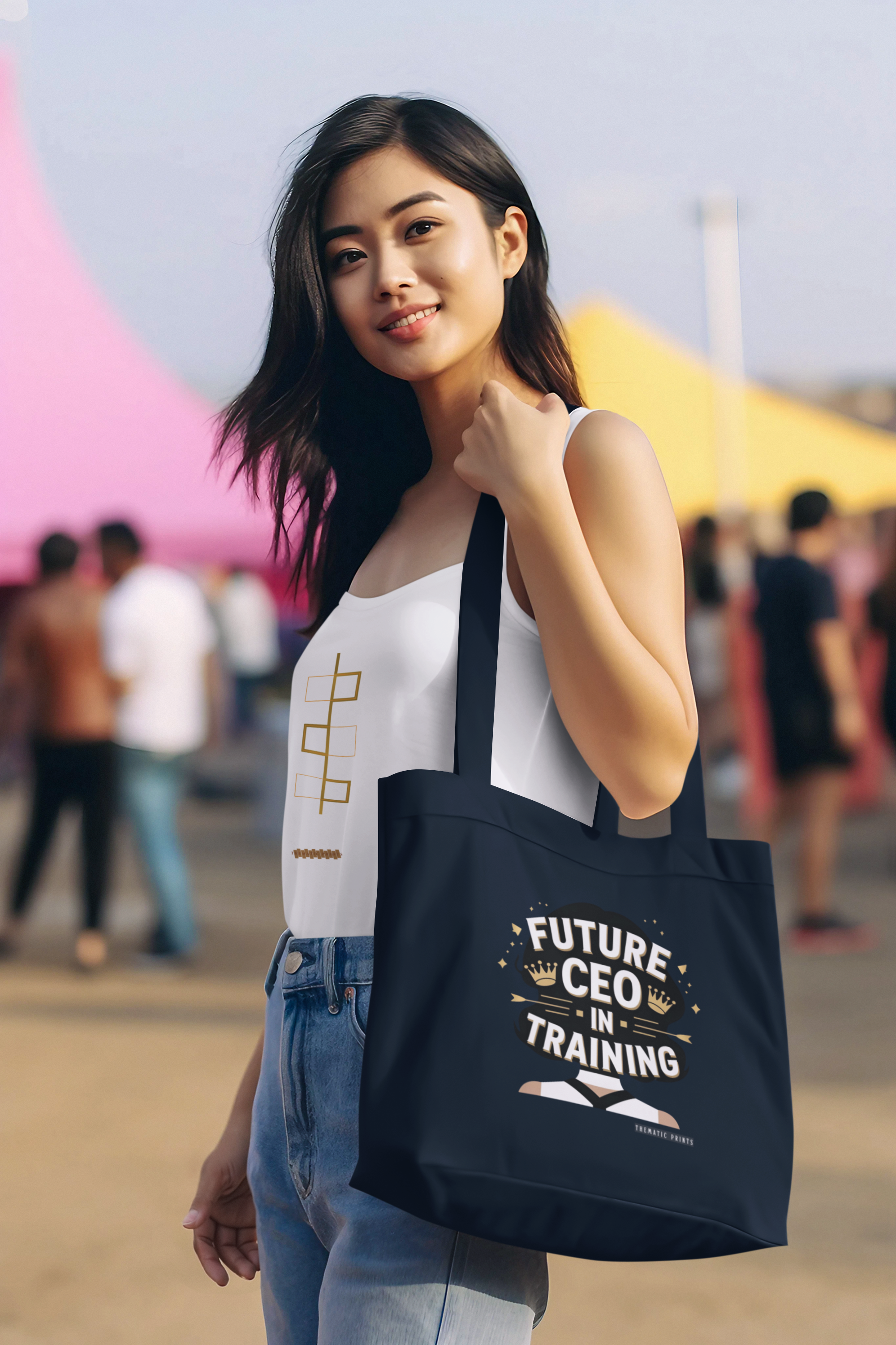 Canvas Eco-friendly Zipper Tote Bag for Collect Girls - Campus Casual Collection - Future CEO in Training