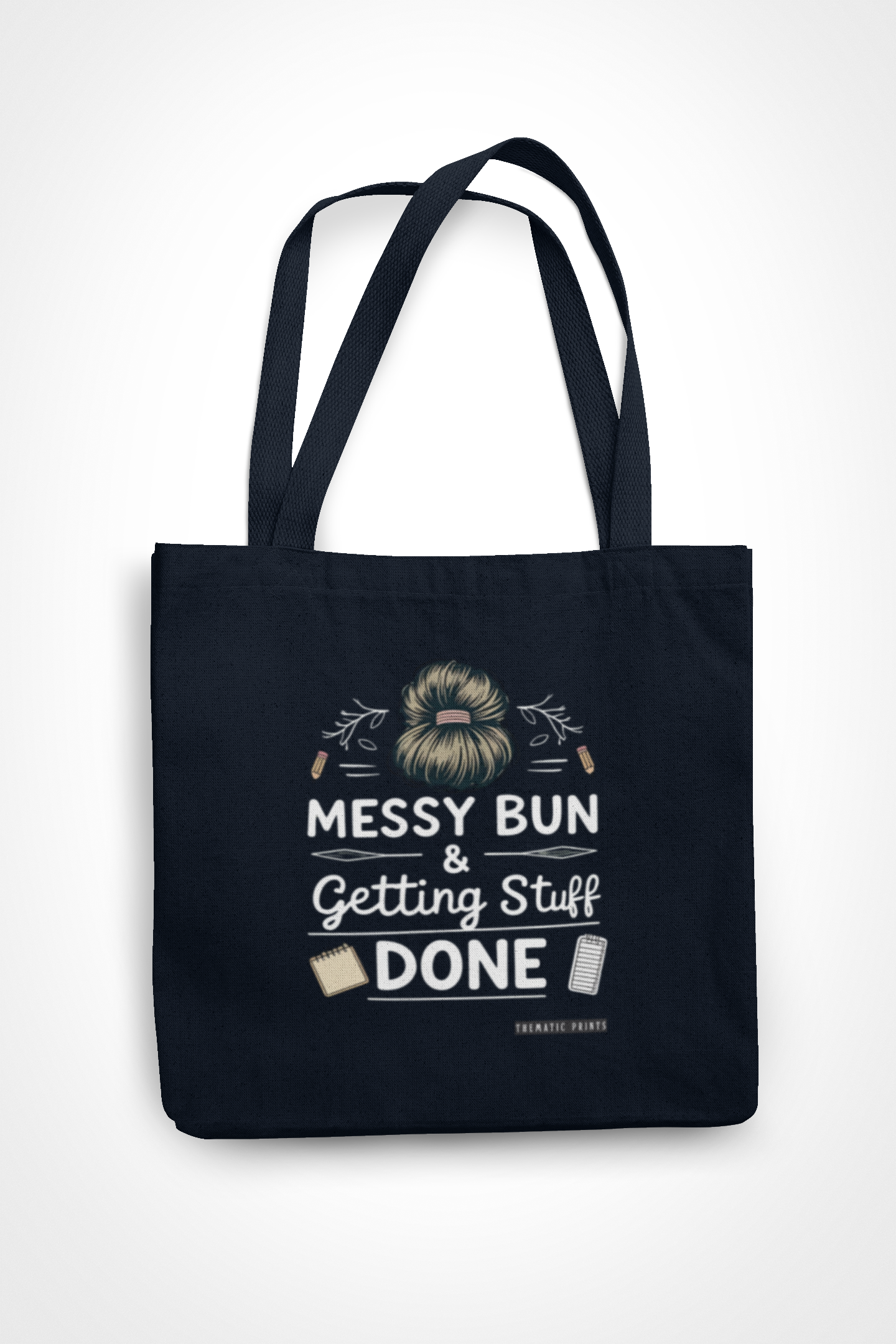 Canvas Eco-friendly Zipper Tote Bag for Collect Girls - Campus Casual Collection - Messy Bun and Getting Stuff Done