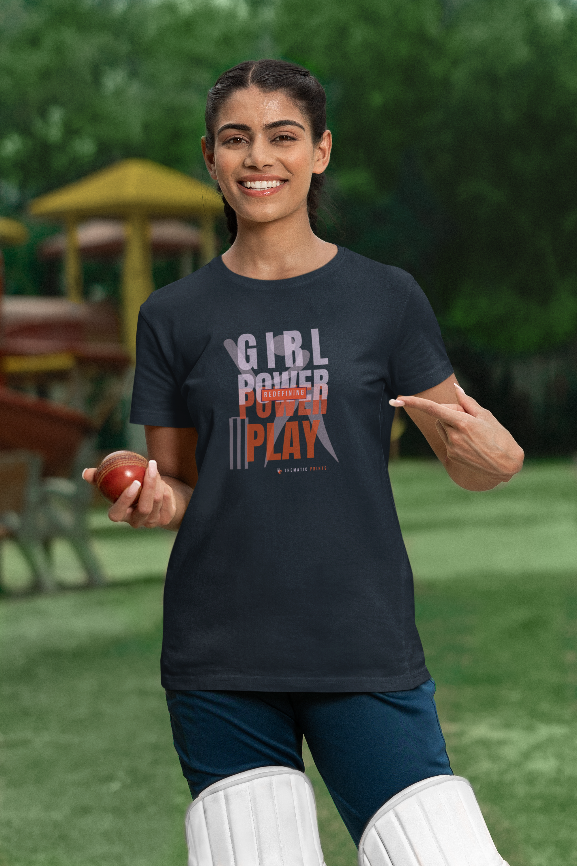 Girl Power Play Women's Cricket Typography T-Shirt