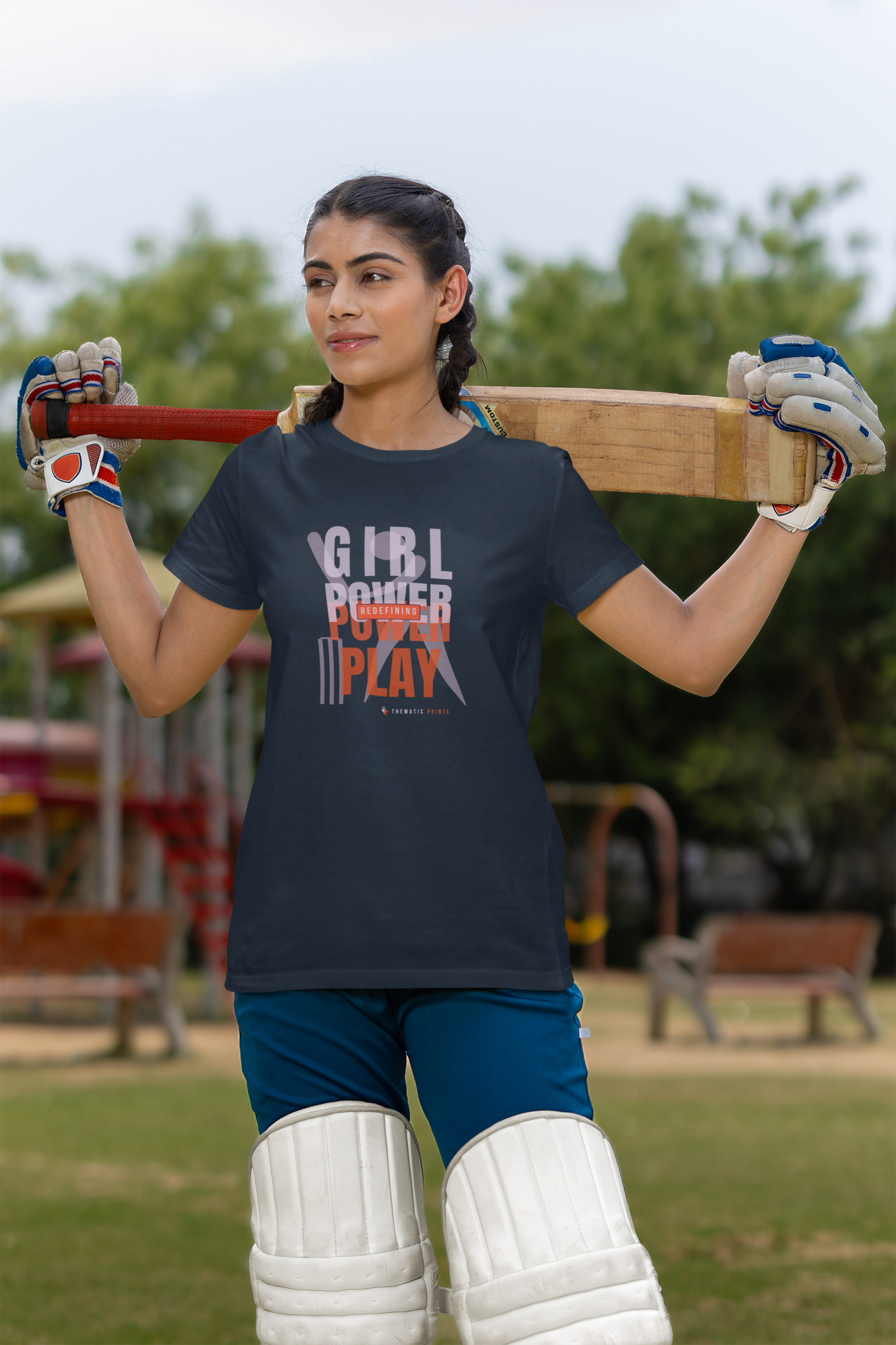 Girl Power Play Women's Cricket Typography T-Shirt