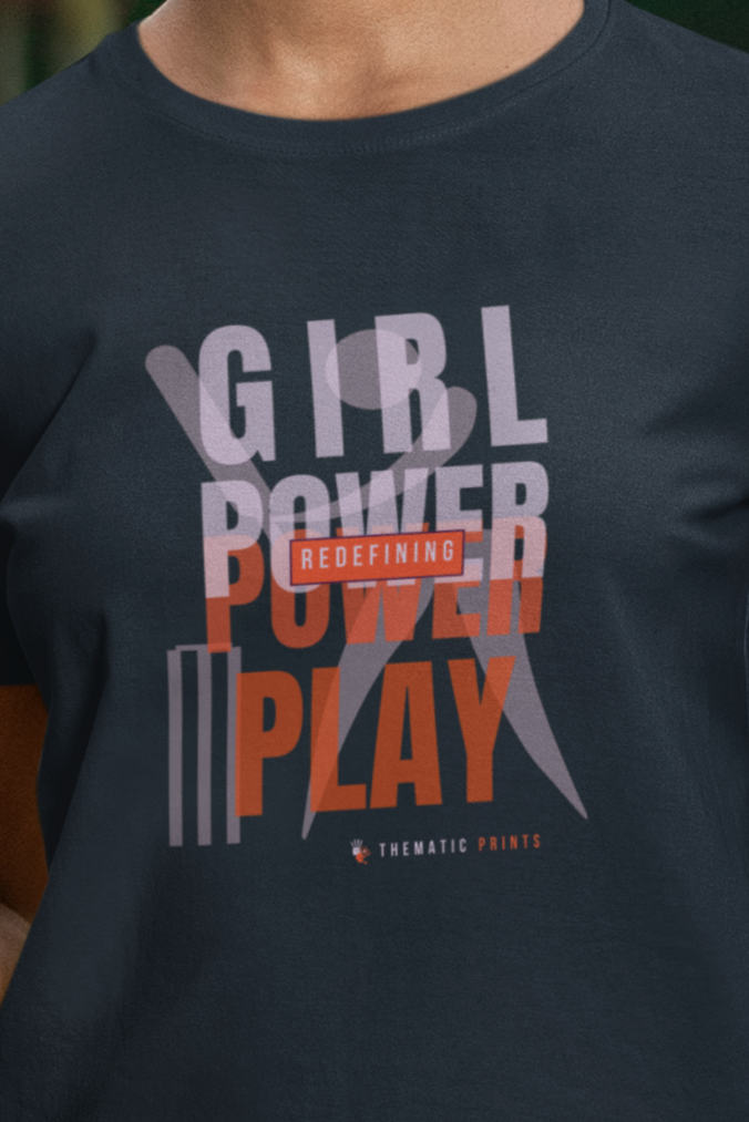 Girl Power Play Women's Cricket Typography T-Shirt