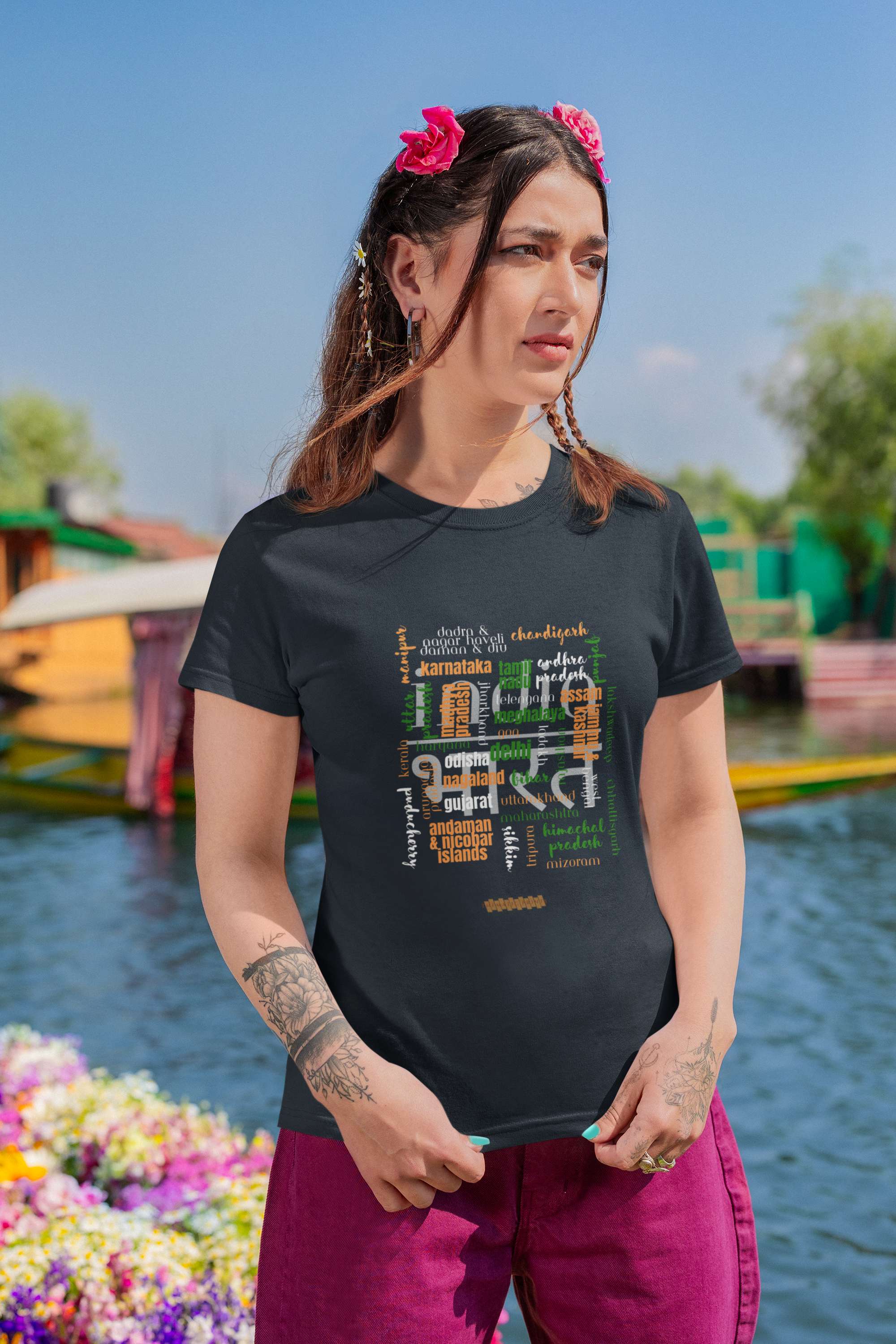Celebrate India's Unity in Diversity Women's T-Shirt - All Indian States Typography Design