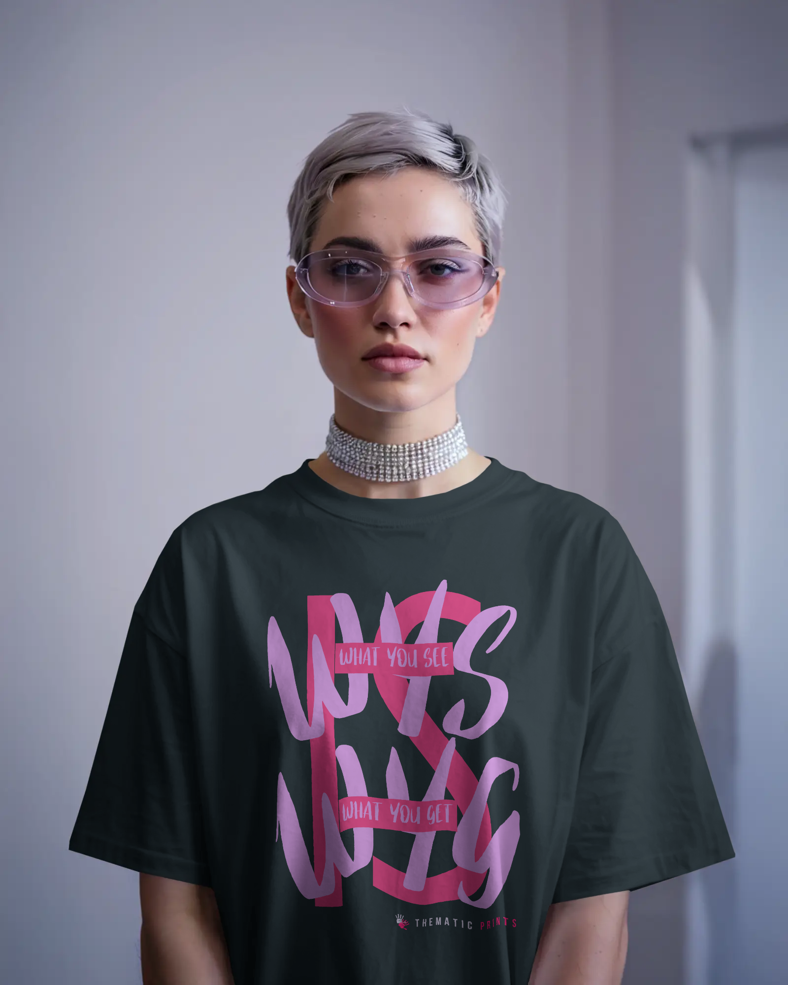 WYSIWYG Typography Unisex Oversized T-Shirt - What You See Is What You Get Self Expression Tee