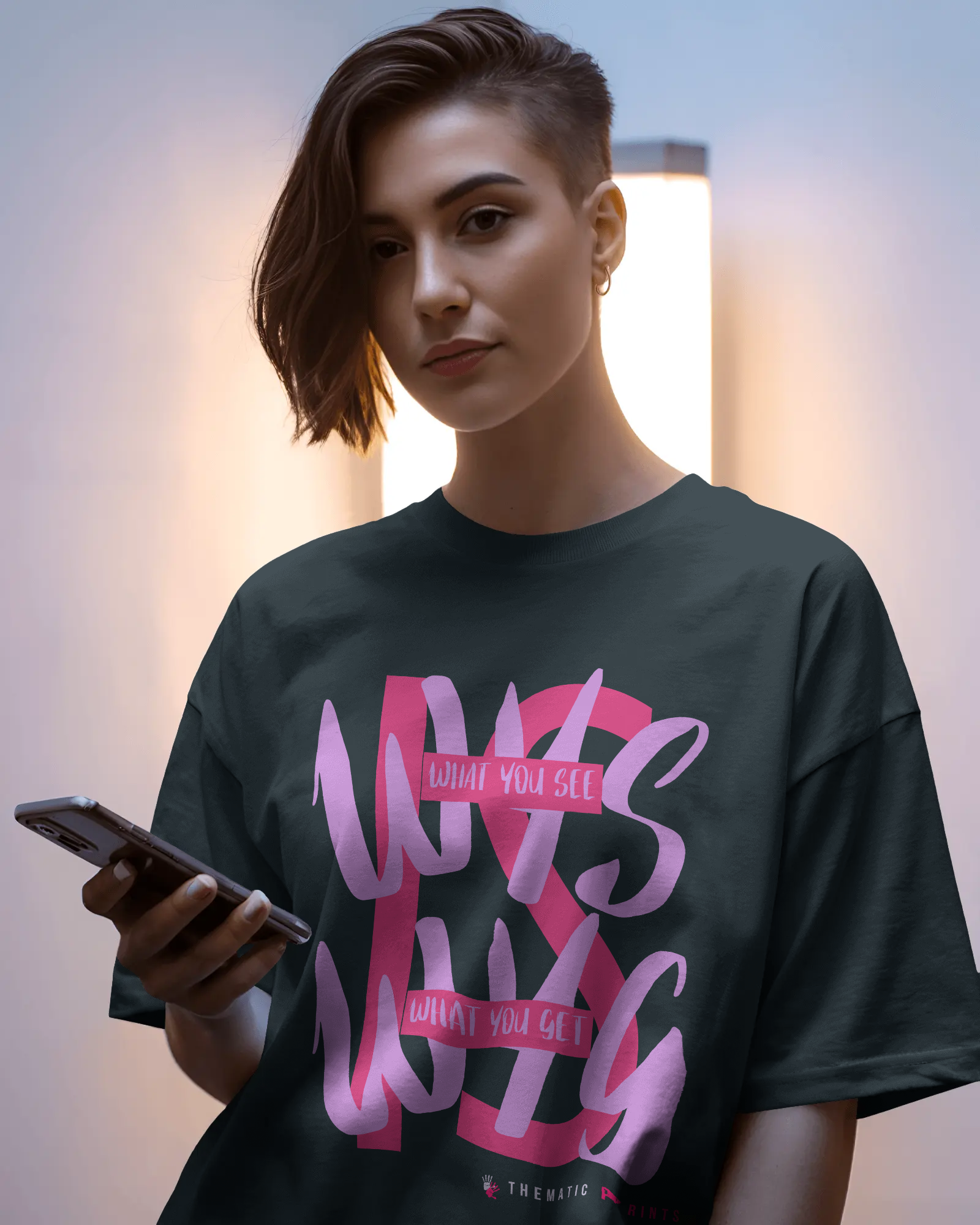 WYSIWYG Typography Unisex Oversized T-Shirt - What You See Is What You Get Self Expression Tee