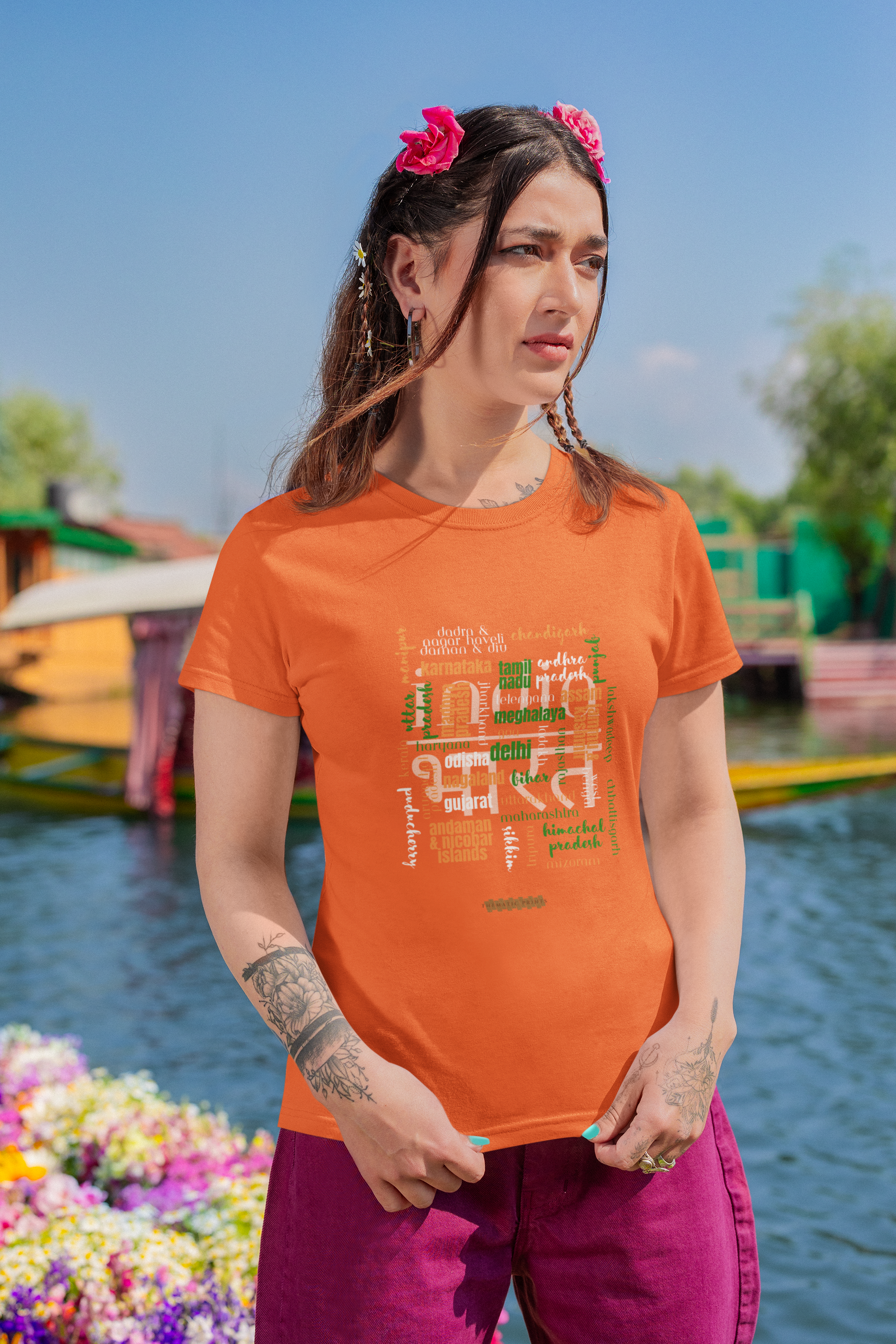 Celebrate India's Unity in Diversity Women's T-Shirt - All Indian States Typography Design
