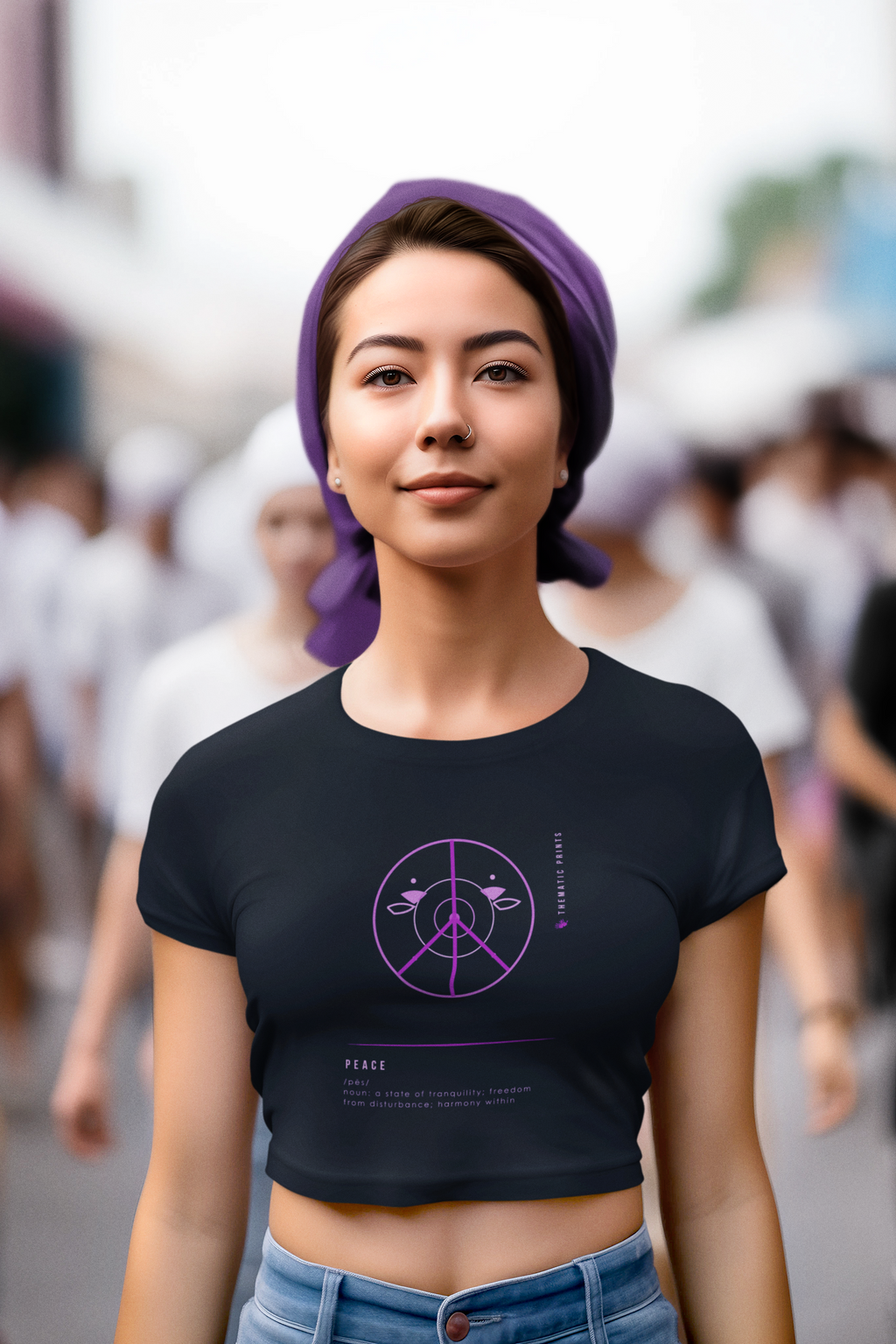 Women's Cotton Crop Tops - Mindful Meanings Collection - Thematic Prints