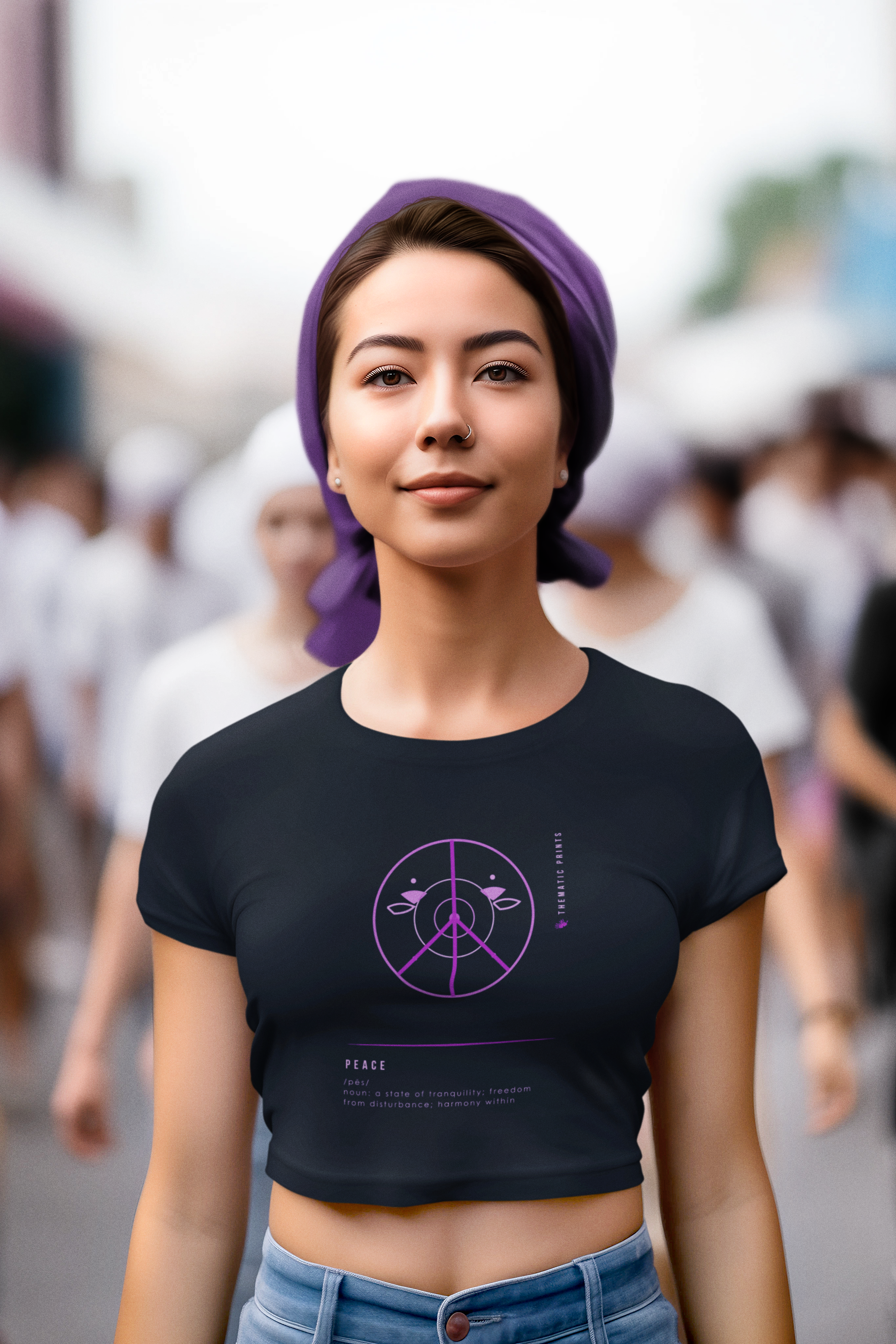 Women's Cotton Crop Tops - Mindful Meanings Collection - Thematic Prints
