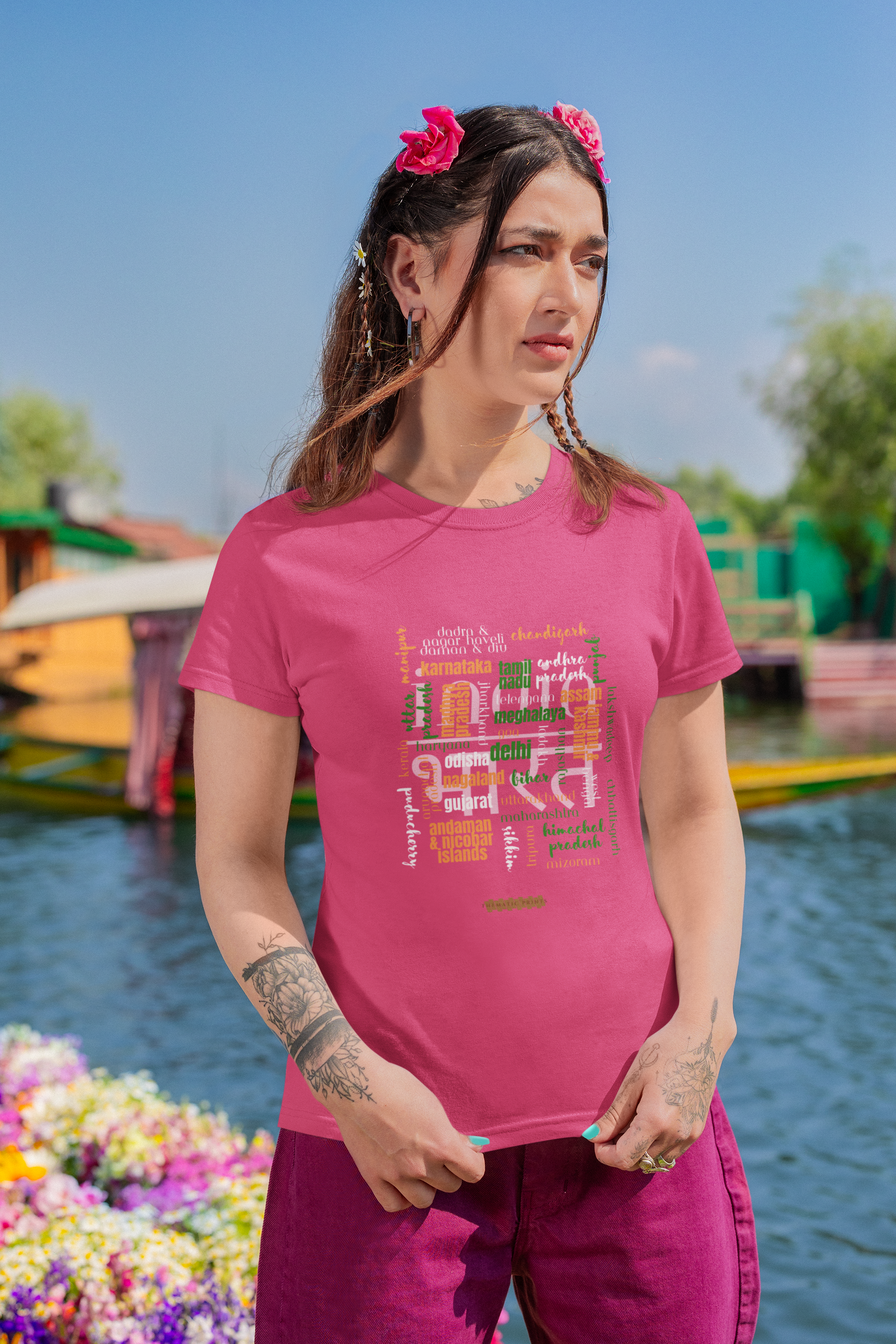 Celebrate India's Unity in Diversity Women's T-Shirt - All Indian States Typography Design