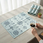 Polyster Fabric Set of 6 Table Placemats - Line Art Rangoli