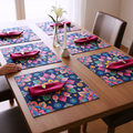 Polyster Fabric Set of 6 Table Placemats - Petals