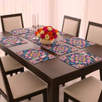 Polyster Fabric Set of 6 Table Placemats - Petals