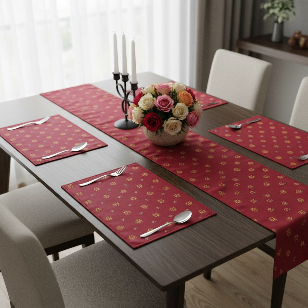 Polyster Fabric Set of 6 Table Placemats - Mandala Small Motifs