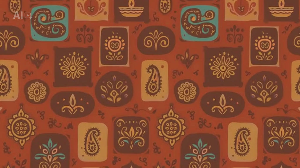 Polyster Fabric Set of 6 Table Placemats - Rangoli Block Tiles