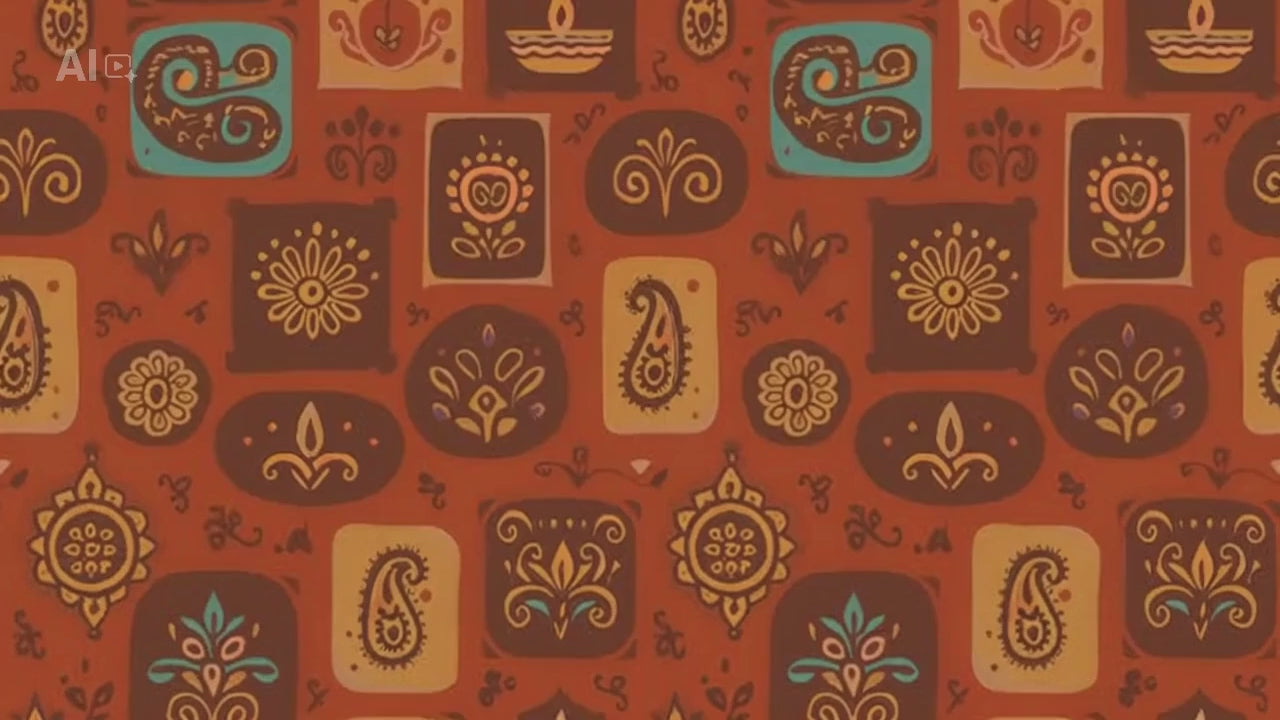 Polyster Fabric Set of 6 Table Placemats - Rangoli Block Tiles