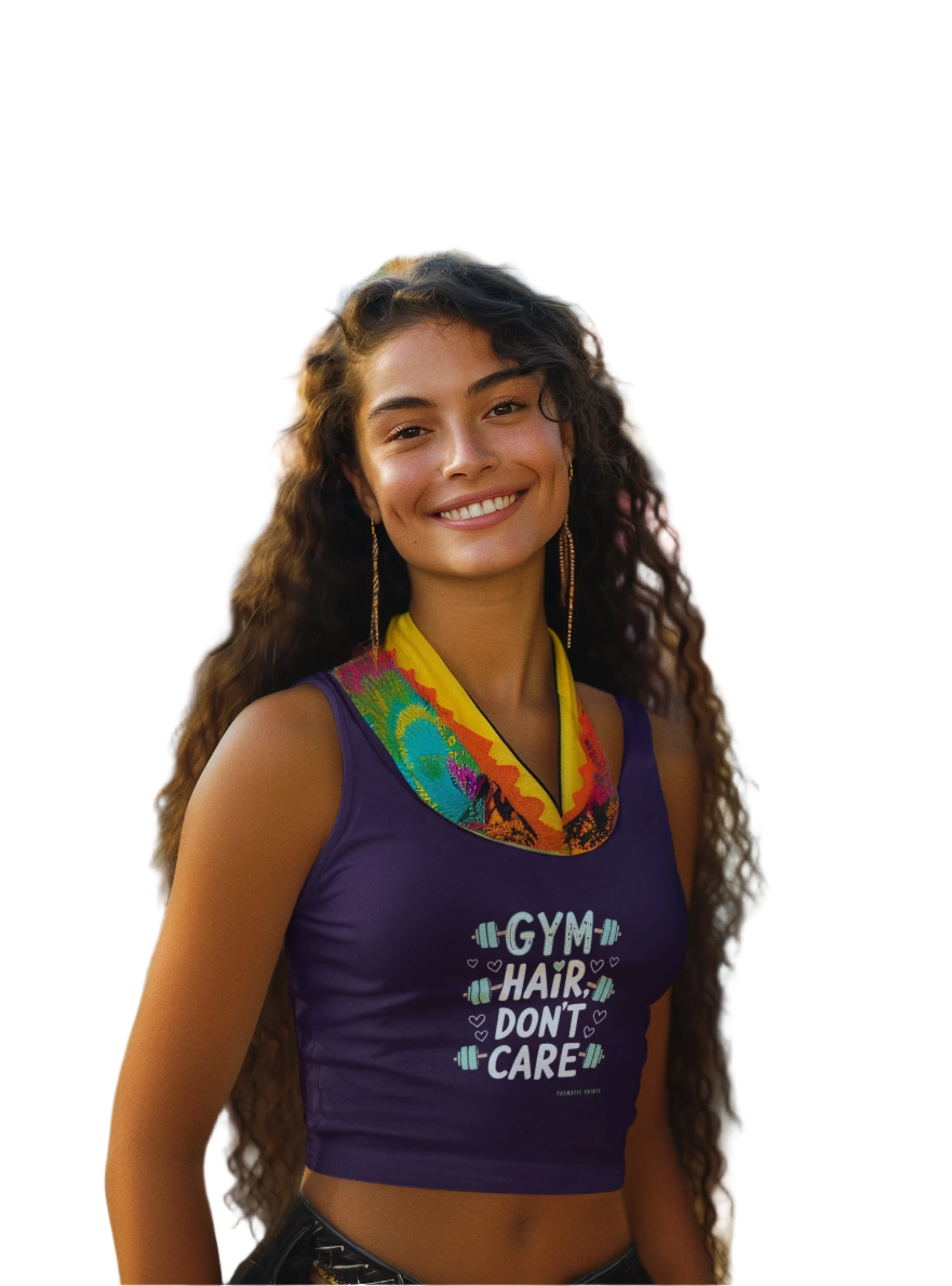 Cotton Regular Fit Women's Crop Tank Top - Campus Casual Collection - Gym Hair Don't Care