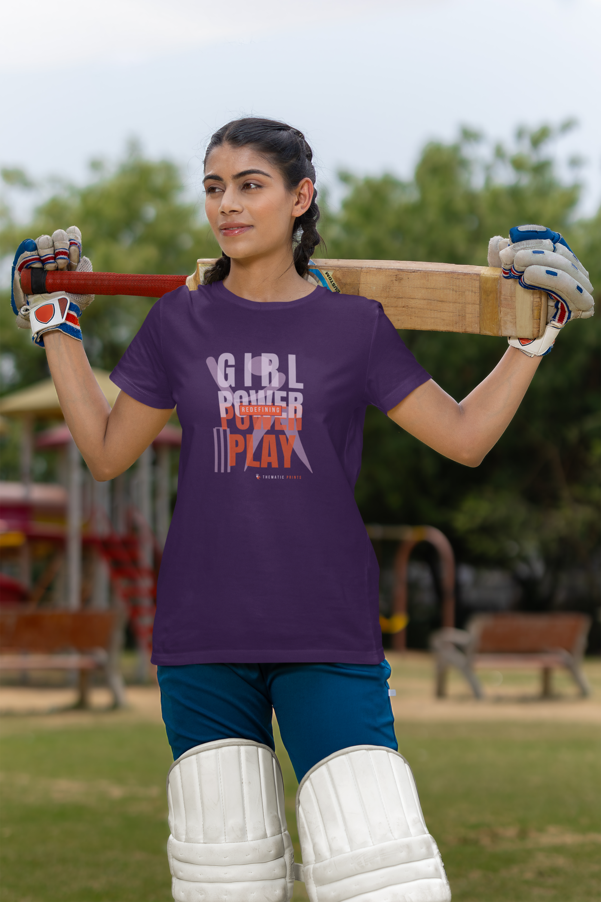 Girl Power Play Women's Cricket Typography T-Shirt