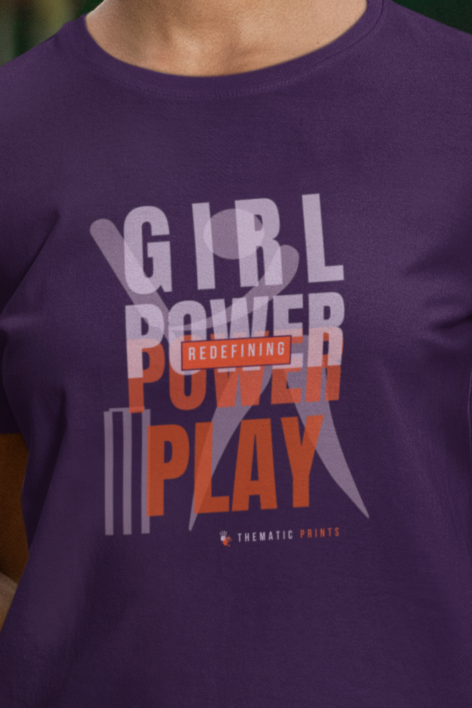 Girl Power Play Women's Cricket Typography T-Shirt