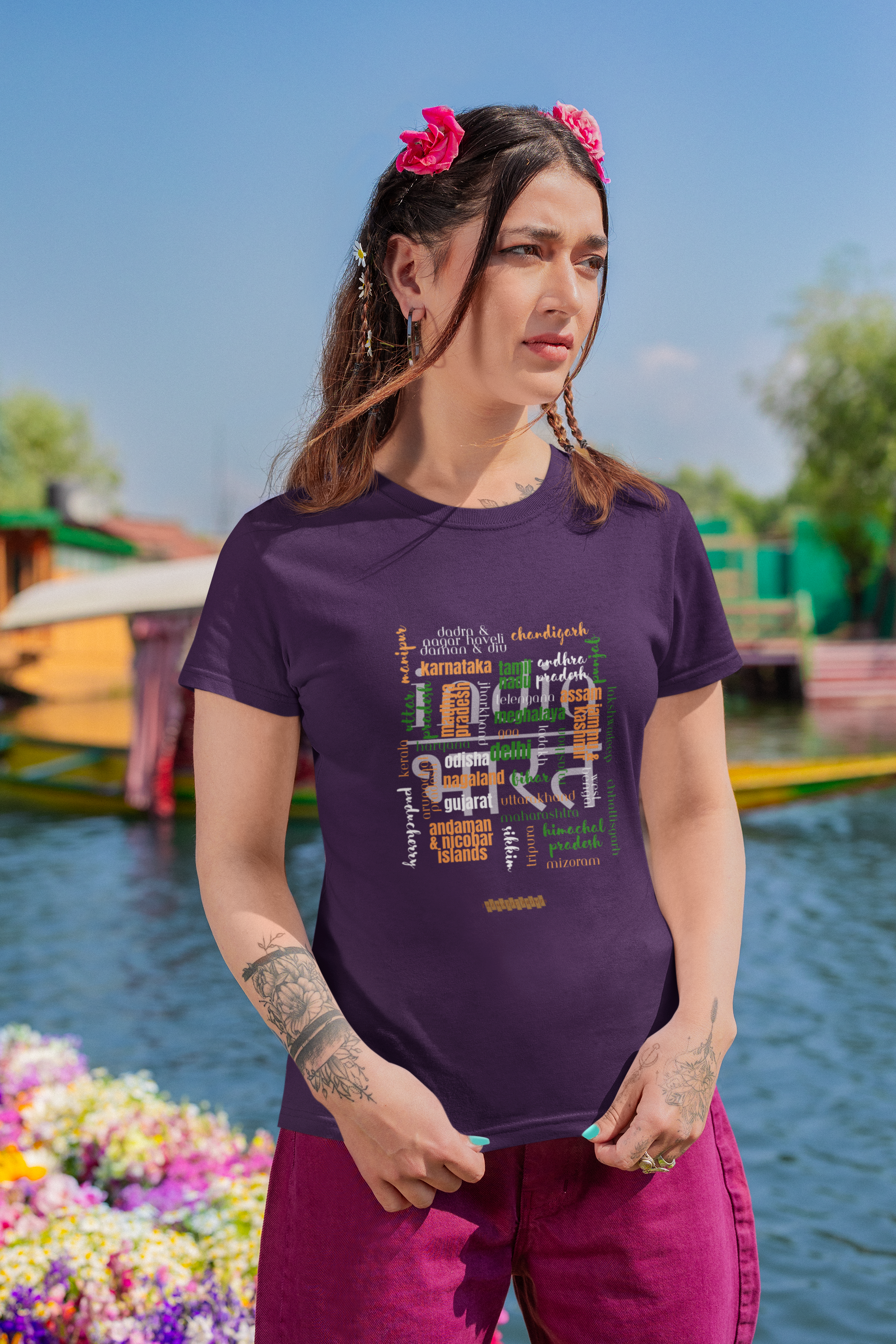 Celebrate India's Unity in Diversity Women's T-Shirt - All Indian States Typography Design