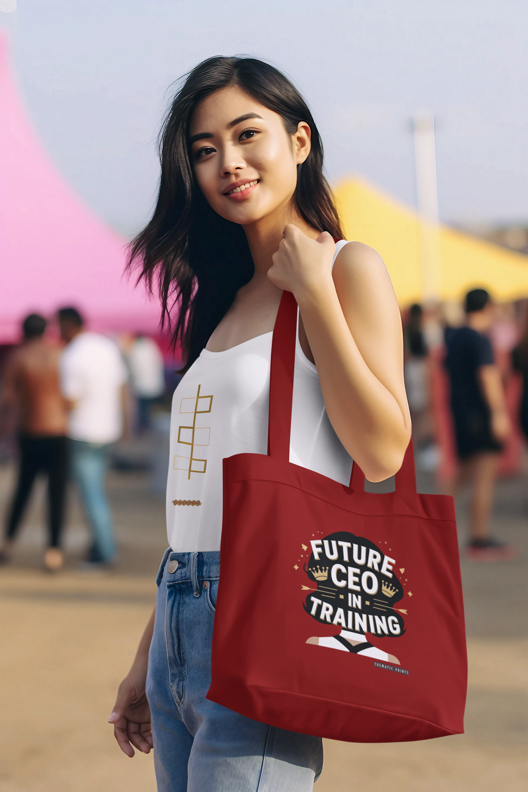 Canvas Eco-friendly Zipper Tote Bag for Collect Girls - Campus Casual Collection - Future CEO in Training
