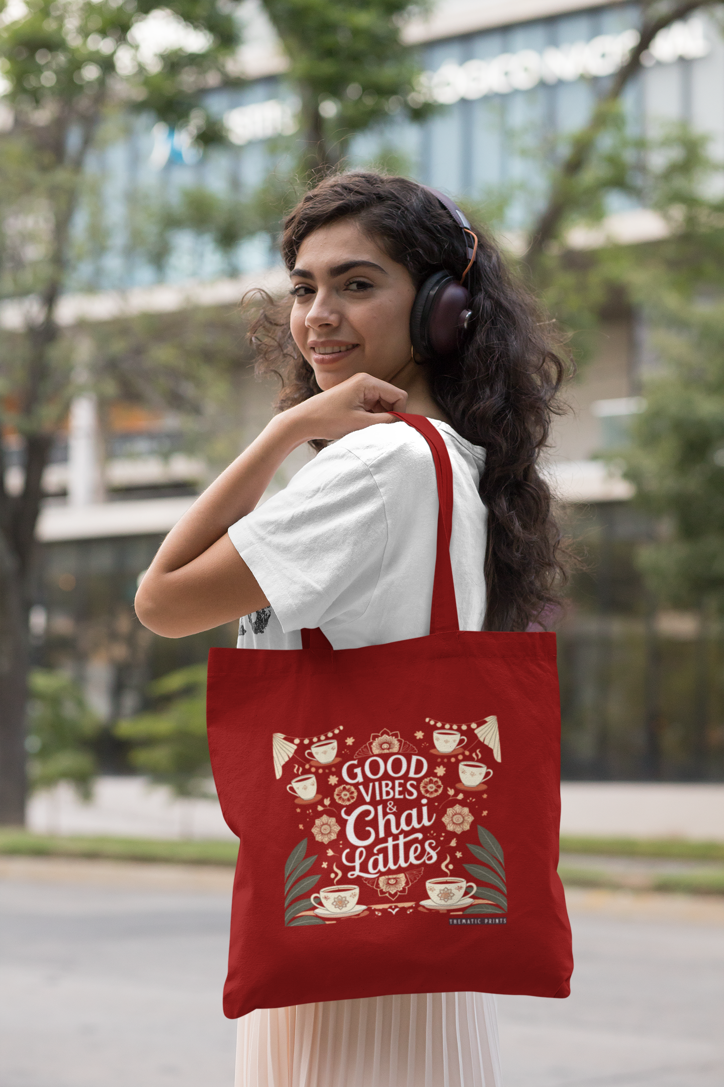 Canvas Eco-friendly Zipper Tote Bag for Collect Girls - Campus Casual Collection - Good Vibes and Chai Lattes