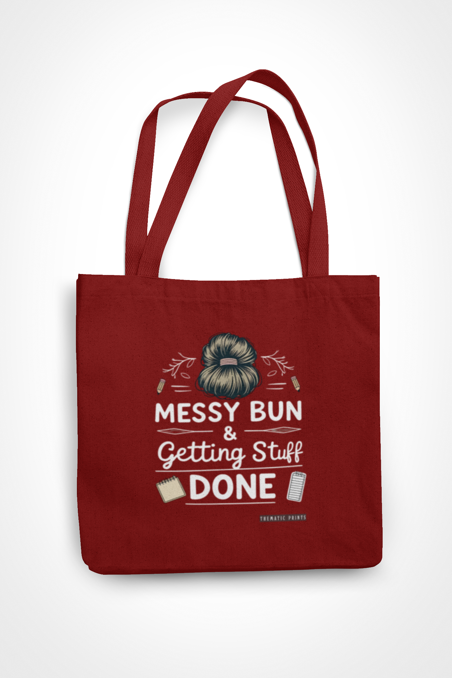Canvas Eco-friendly Zipper Tote Bag for Collect Girls - Campus Casual Collection - Messy Bun and Getting Stuff Done