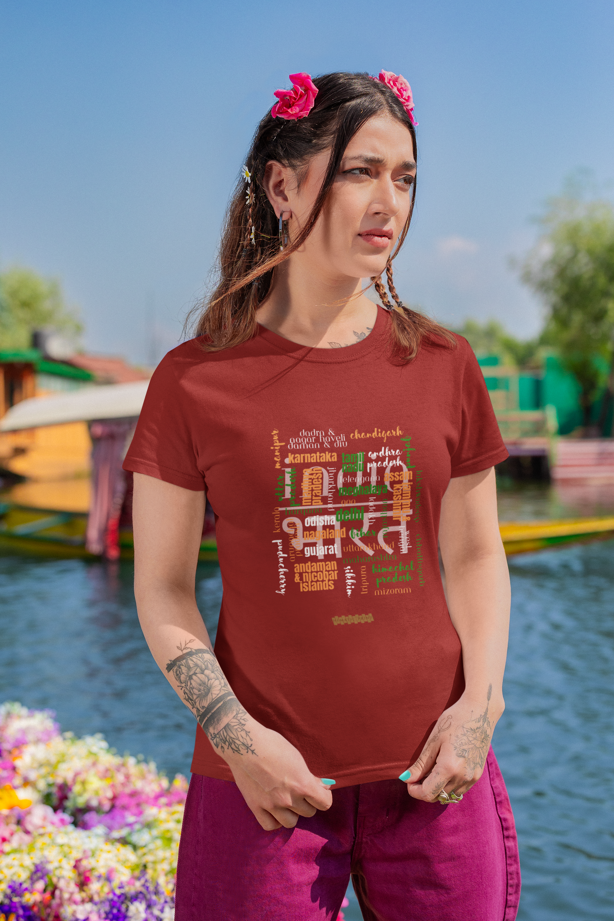 Celebrate India's Unity in Diversity Women's T-Shirt - All Indian States Typography Design
