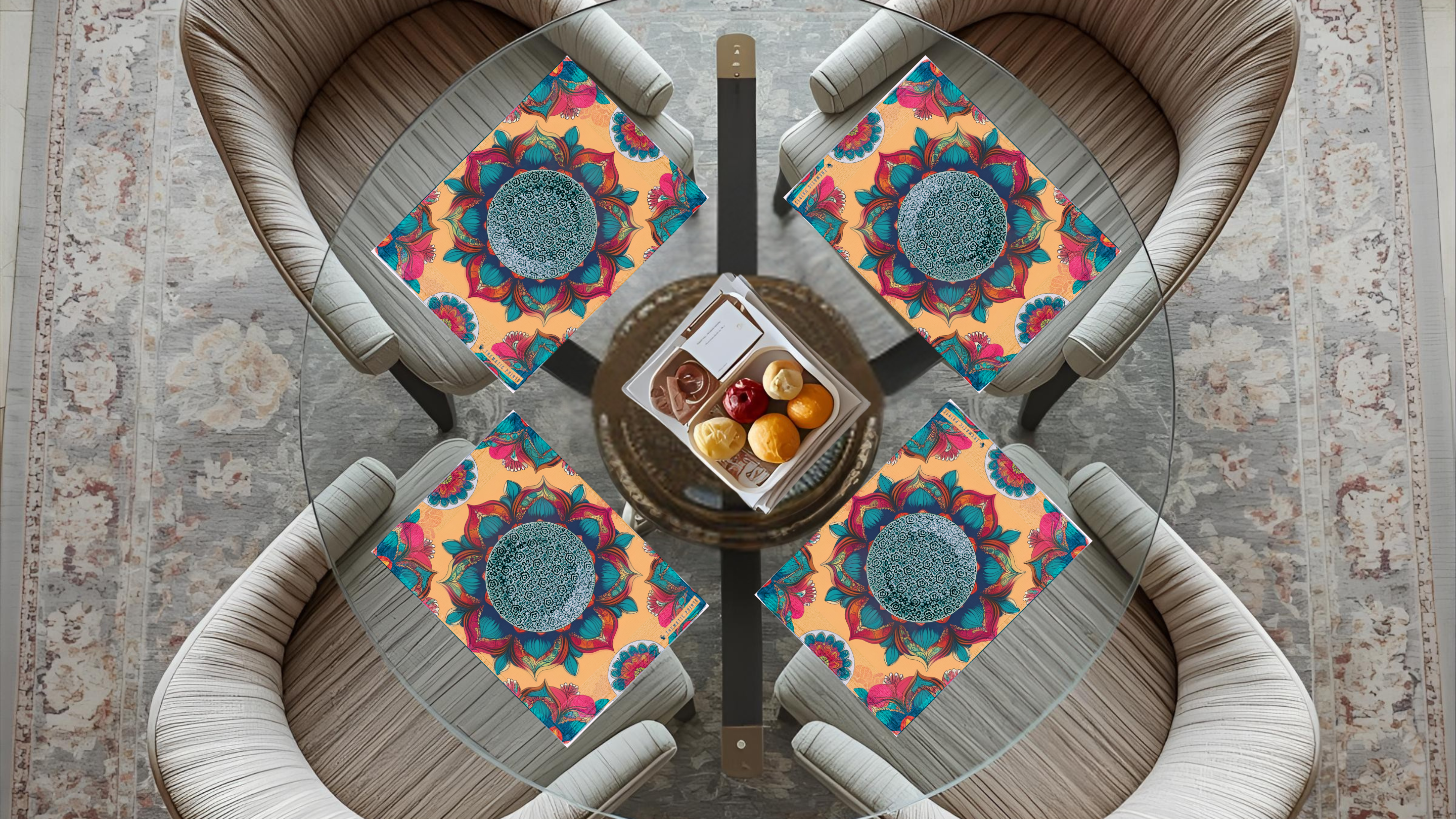 Polyster Fabric Set of 6 Table Placemats - Regal