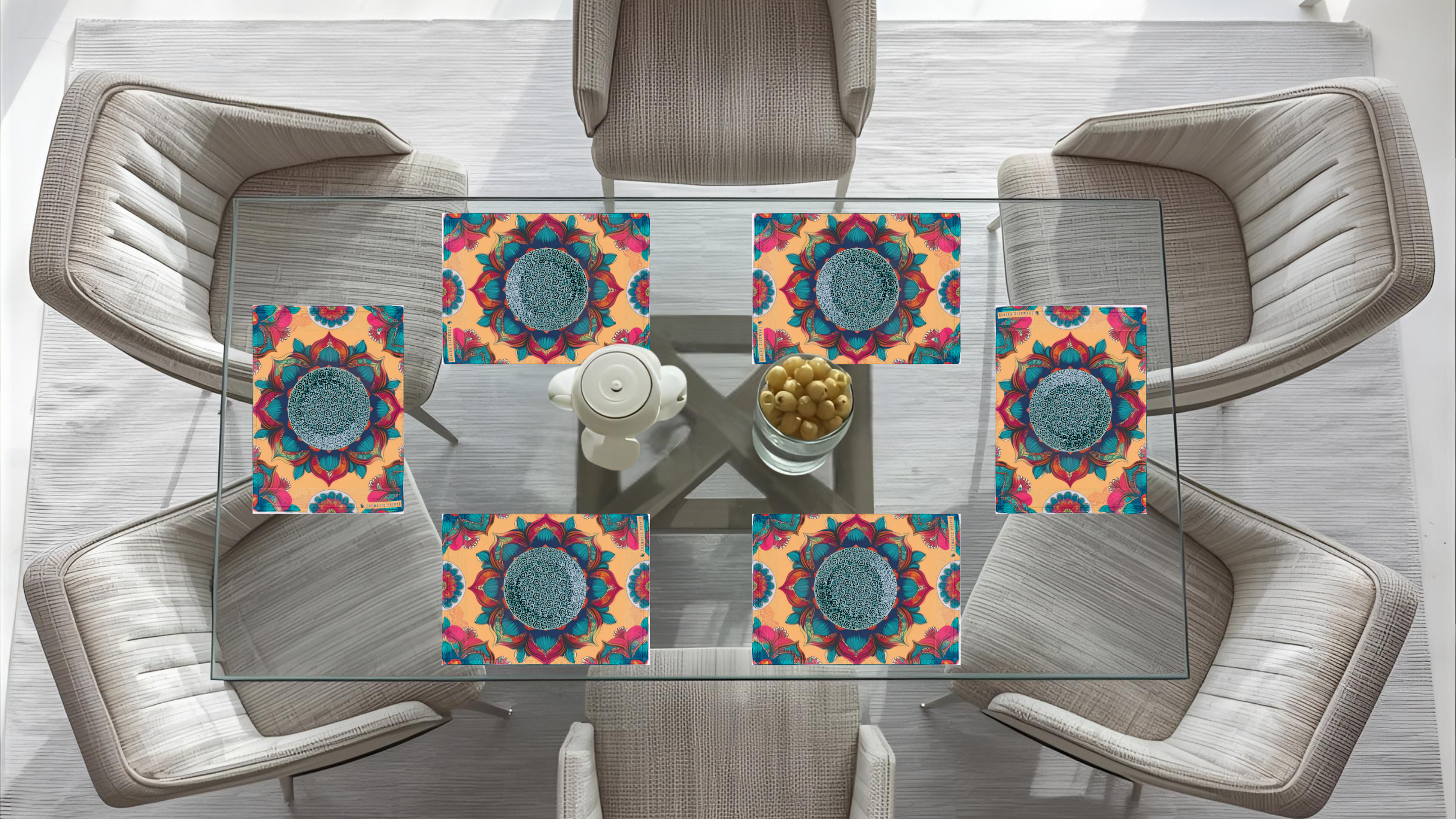 Polyster Fabric Set of 6 Table Placemats - Regal