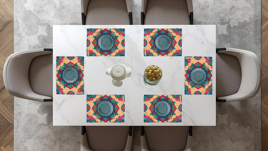 Polyster Fabric Set of 6 Table Placemats - Regal